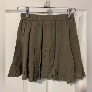 ANTHROPOLOGIE RAGA Olive Tier Mini Skirt